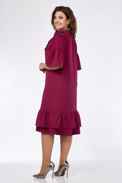 Нарядное платье свободного кроя с люверсами и бантом Solomeya Lux 962 винный - фото 10