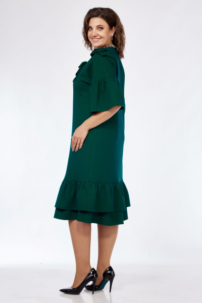 Элегантное платье свободного кроя с бантами и люверсами Solomeya Lux 962 изумруд - фото 11