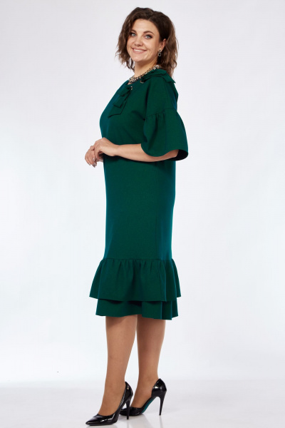 Элегантное платье свободного кроя с бантами и люверсами Solomeya Lux 962 изумруд - фото 10