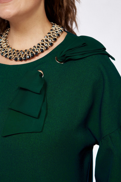 Элегантное платье свободного кроя с бантами и люверсами Solomeya Lux 962 изумруд - фото 4