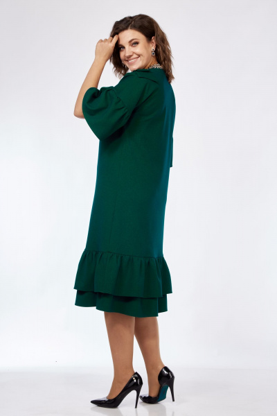 Элегантное платье свободного кроя с бантами и люверсами Solomeya Lux 962 изумруд - фото 2