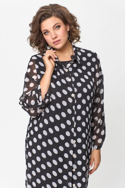 Нарядный брючный костюм из шифона и ткани CREP VELVET Solomeya Lux 963 черный - фото 12