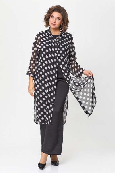 Нарядный брючный костюм из шифона и ткани CREP VELVET Solomeya Lux 963 черный - фото 11