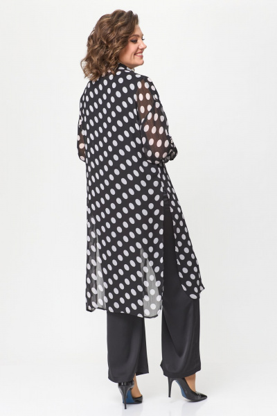 Нарядный брючный костюм из шифона и ткани CREP VELVET Solomeya Lux 963 черный - фото 4