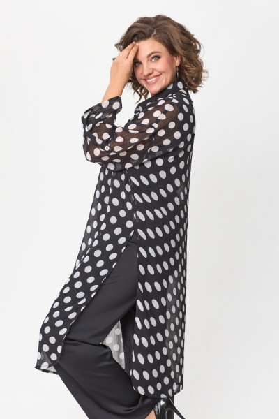 Нарядный брючный костюм из шифона и ткани CREP VELVET Solomeya Lux 963 черный - фото 2