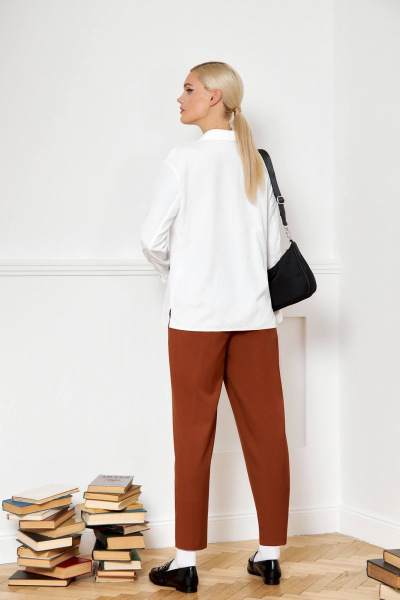 Свободная блуза из вискозы с разрезами по бокам VIZANTI 9104 молочный - фото 4