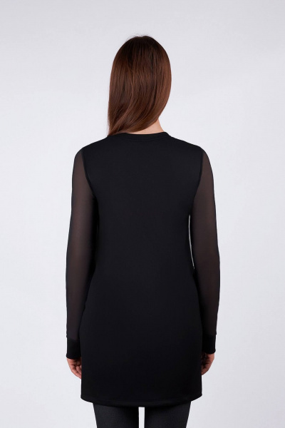 Черная трикотажная туника с сетчатыми деталями Verally 488-1 черный - фото 2