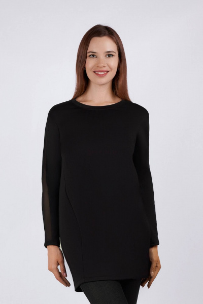 Черная женская туника из трикотажа с рельефами Verally 489-1 черный - фото 2