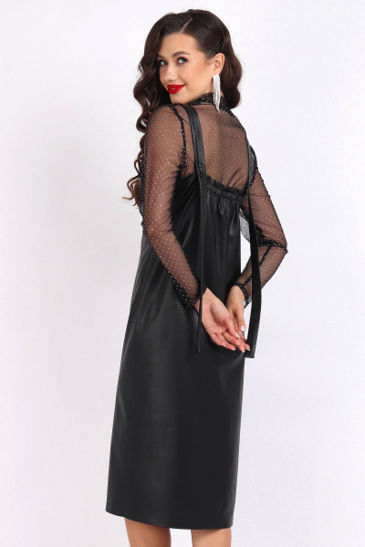 Костюм сарафан и гольф из сетки и экокожи Mia-Moda 1533 - фото 4