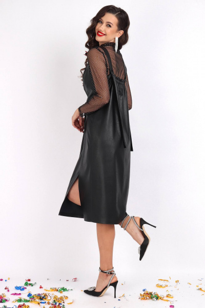 Костюм сарафан и гольф из сетки и экокожи Mia-Moda 1533 - фото 5