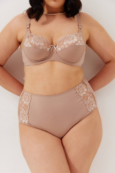 Трусы с высокой талией из хлопка и кружева, комфорт Леди Леда 327-284 - фото 1