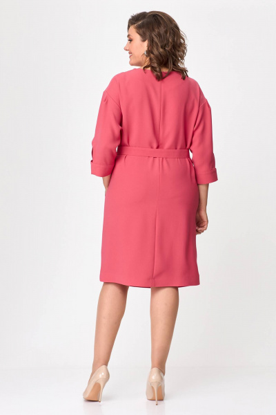 Платье прямого силуэта с карманами и поясом из текстиля Zlata 4433 коралловый - фото 3