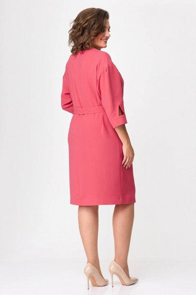 Платье прямого силуэта с карманами и поясом из текстиля Zlata 4433 коралловый - фото 2