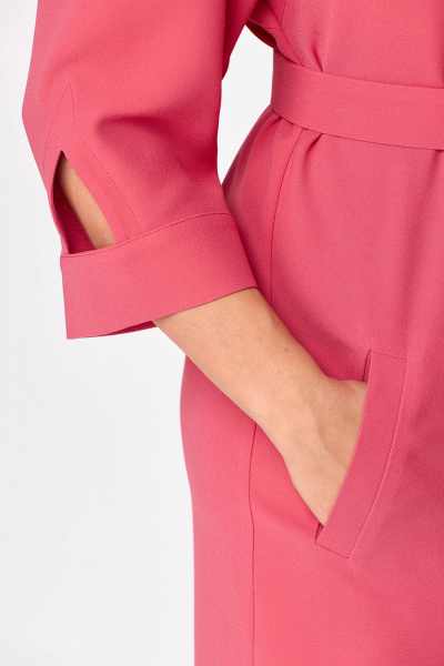 Платье прямого силуэта с карманами и поясом из текстиля Zlata 4433 коралловый - фото 7