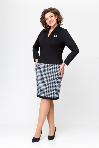 Платье Swallow 699 черный/гусиная_лапка - фото 7