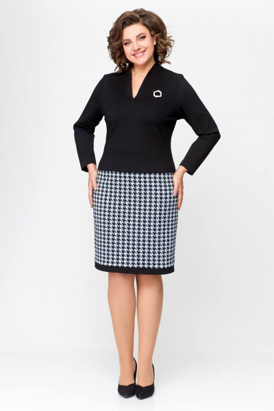 Платье Swallow 699 черный/гусиная_лапка - фото 2