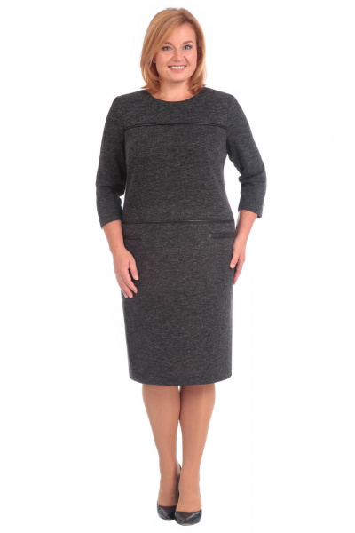 Платье демисезонное полуприлегающего силуэта с подрезами Линия Л Б-1593 серый - фото 1