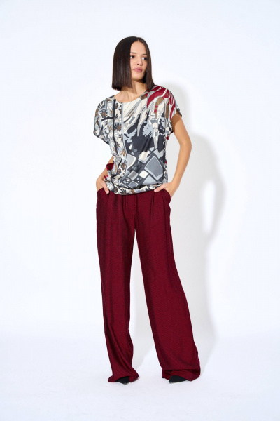 Демисезонные нарядные брюки из костюмной ткани AG Green G212/6 бордовый - фото 1