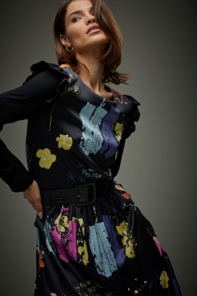 Платье из французского крепа с воланами и поясом из экокожи NiV NiV fashion 2126 - фото 7