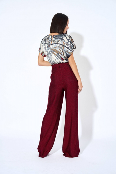 Блуза из плательной ткани с коротким рукавом и разрезом AG Green G414/3 - фото 5