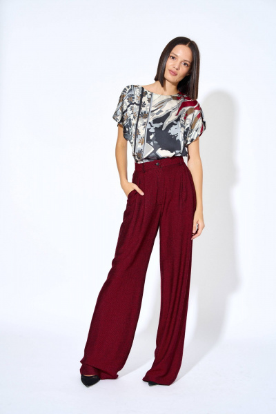 Блуза из плательной ткани с коротким рукавом и разрезом AG Green G414/3 - фото 4