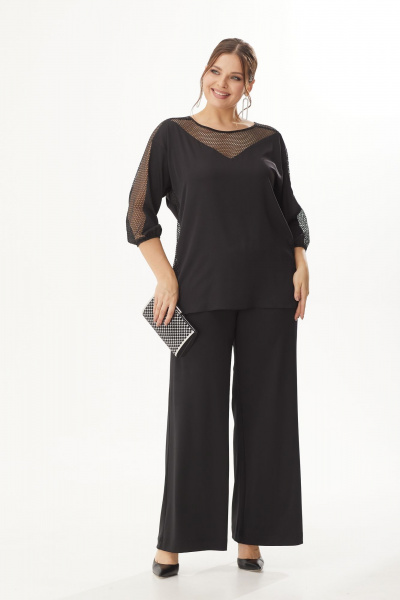 На праздник комплект блузка и брюки-палаццо из текстиля Michel chic 1363 черный - фото 3