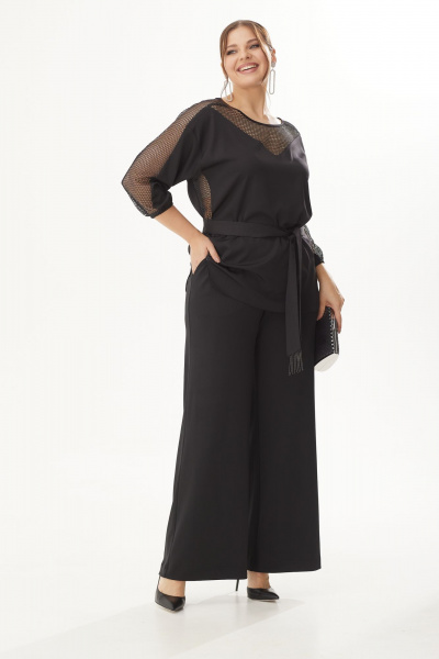 На праздник комплект блузка и брюки-палаццо из текстиля Michel chic 1363 черный - фото 2