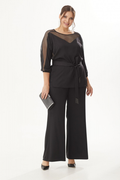 На праздник комплект блузка и брюки-палаццо из текстиля Michel chic 1363 черный - фото 1