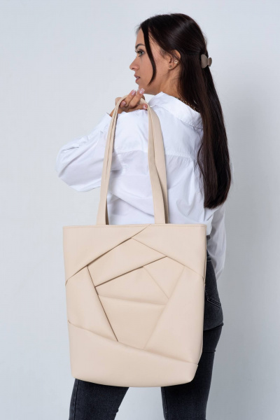 Стильный шопер из экокожи с множеством карманов MT.Style shROSE2 bez - фото 1