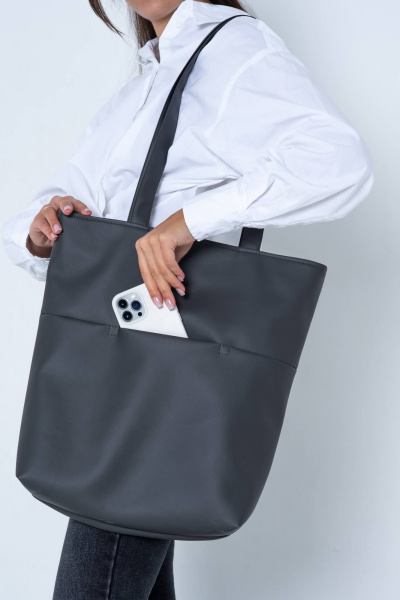 Шопер из экокожи в базовых цветах с несколькими карманами MT.Style shROSE2 grafit - фото 6