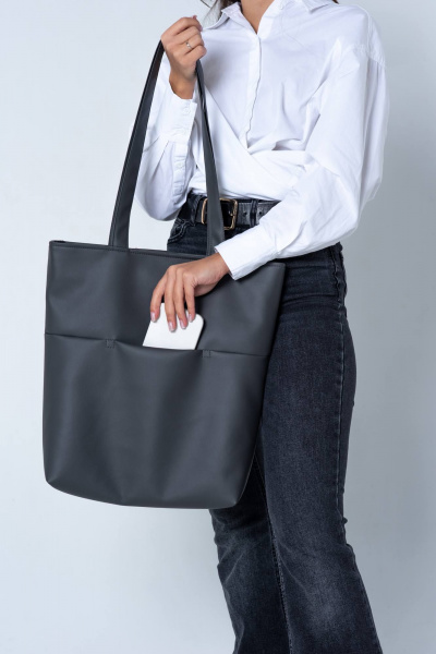 Шопер из экокожи в базовых цветах с несколькими карманами MT.Style shROSE2 grafit - фото 5