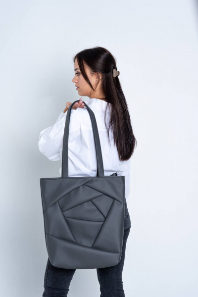 Шопер из экокожи в базовых цветах с несколькими карманами MT.Style shROSE2 grafit - фото 4