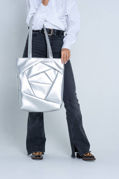Многослойный шопер из экокожи с несколькими карманами MT.Style shROSE2 silver - фото 3