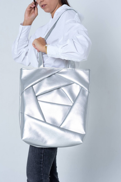 Многослойный шопер из экокожи с несколькими карманами MT.Style shROSE2 silver - фото 1