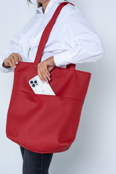 Шопер из экокожи с вместительным пространством MT.Style shROSE2 red - фото 7