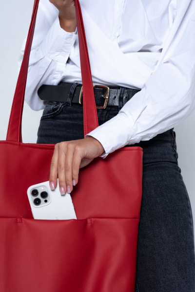 Шопер из экокожи с вместительным пространством MT.Style shROSE2 red - фото 3