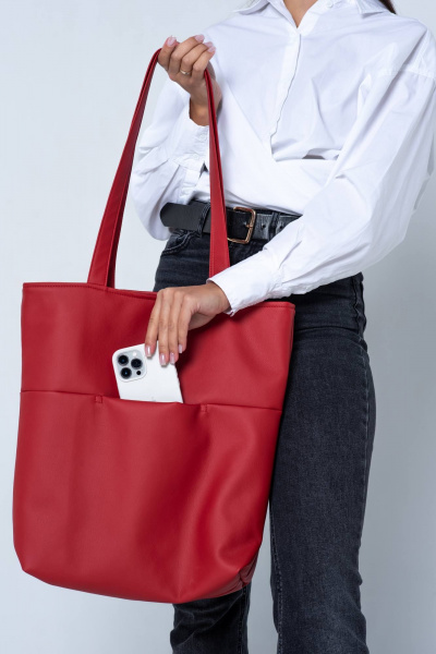 Шопер из экокожи с вместительным пространством MT.Style shROSE2 red - фото 2