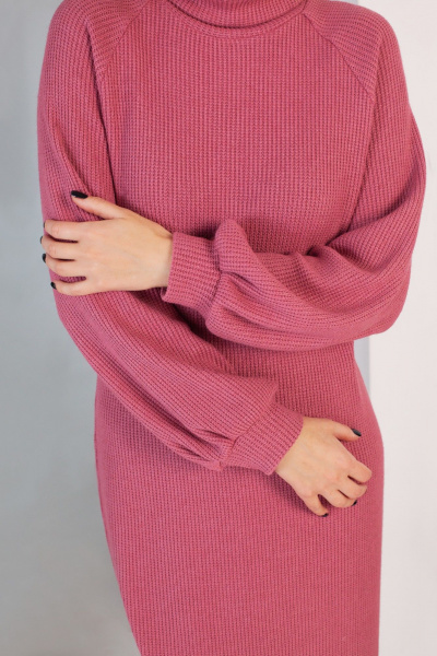 Розовое платье с ремнем и разрезом i3i Fashion 103/10 брусника - фото 3