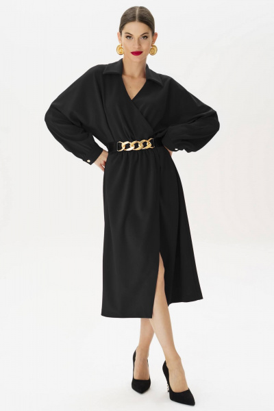 Платье со съемным поясом и V-образной горловиной Urs 23-269-2 - фото 7