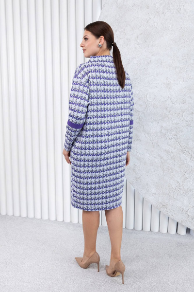 Комбинированное платье зауженного силуэта с карманами ASV 2660 фиолетовый - фото 5