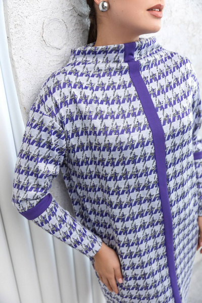 Комбинированное платье зауженного силуэта с карманами ASV 2660 фиолетовый - фото 4