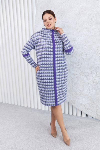 Комбинированное платье зауженного силуэта с карманами ASV 2660 фиолетовый - фото 2