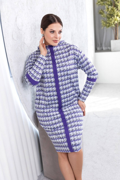 Комбинированное платье зауженного силуэта с карманами ASV 2660 фиолетовый - фото 1