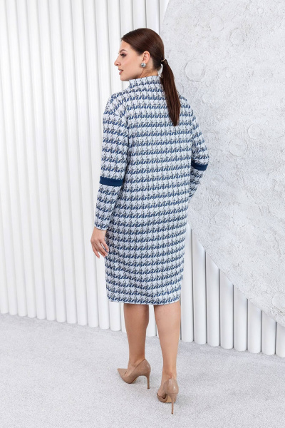 Комбинированное платье зауженного силуэта с рельефом ASV 2660 синий - фото 5