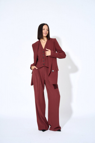 Костюмный жакет с прорезными карманами и брошью AG Green G418/4 - фото 8