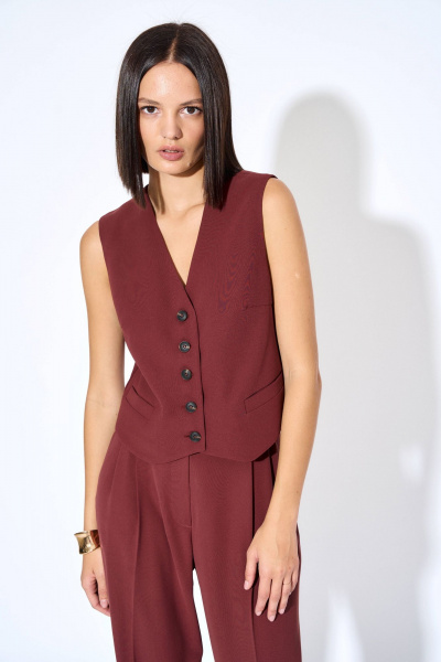 Деловой жилет из костюмной ткани с V-образным вырезом AG Green G418/5 - фото 4