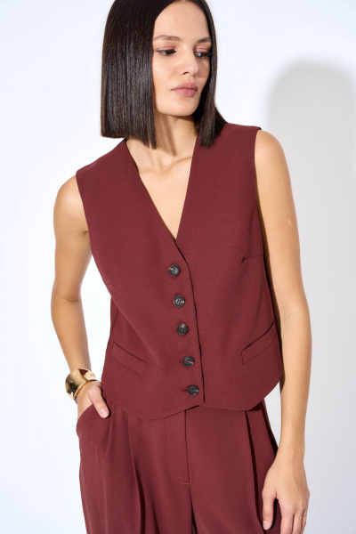 Деловой жилет из костюмной ткани с V-образным вырезом AG Green G418/5 - фото 1