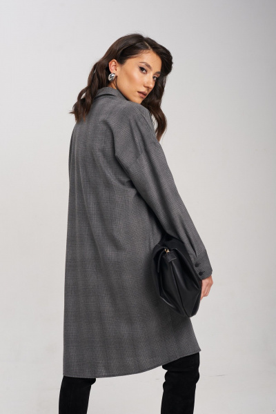Серое платье свободного силуэта на пуговицах Mixan 5047 - фото 5