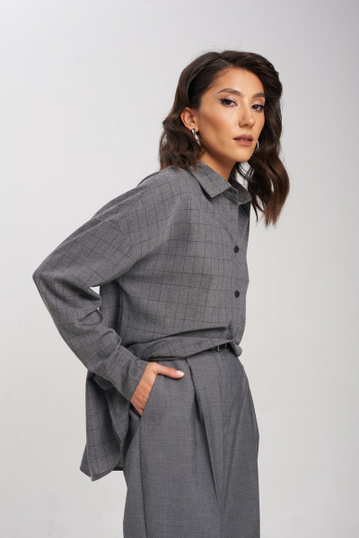 Рубашка из ткани в легкую клетку для демисезона Mixan 2053 - фото 3