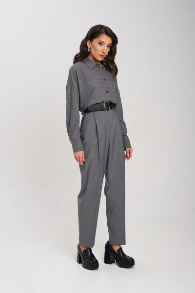 Рубашка из ткани в легкую клетку для демисезона Mixan 2053 - фото 2